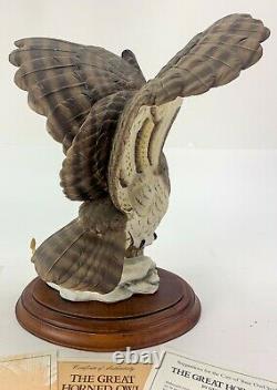 Franklin Mint The Great Horned Owl-Hand Painted Figurine George McMonigle