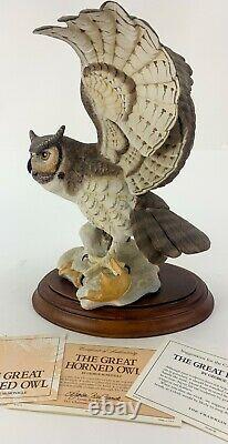 Franklin Mint The Great Horned Owl-Hand Painted Figurine George McMonigle