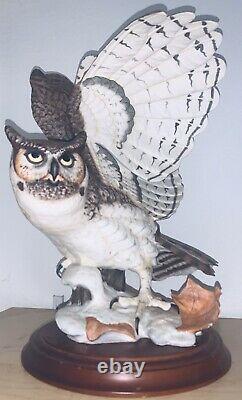 Franklin Mint The Great Horned Owl Porcelain Sculpture W Base George Mcmonigle