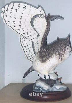 Franklin Mint The Great Horned Owl Porcelain Sculpture W Base George Mcmonigle