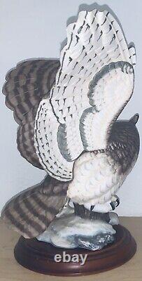 Franklin Mint The Great Horned Owl Porcelain Sculpture W Base George Mcmonigle