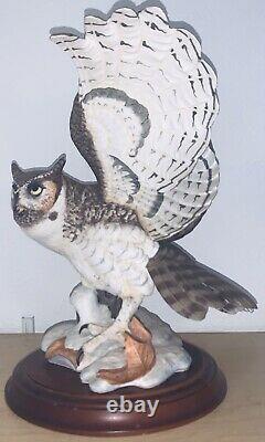 Franklin Mint The Great Horned Owl Porcelain Sculpture W Base George Mcmonigle