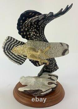 Franklin Mint The Hawk Owl 1990 Porcelain Hand Painted Figurine George McMonigle