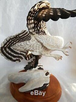 Franklin Mint The Hawk Owl Porcelain 14 Figurine By George McMonigle