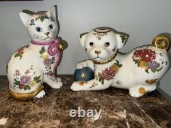 Franklin Mint The Imperial Puppy &cat Of Satsuma Porcelain Figurine Morioka