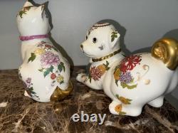 Franklin Mint The Imperial Puppy &cat Of Satsuma Porcelain Figurine Morioka