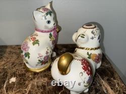 Franklin Mint The Imperial Puppy &cat Of Satsuma Porcelain Figurine Morioka