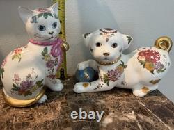Franklin Mint The Imperial Puppy &cat Of Satsuma Porcelain Figurine Morioka