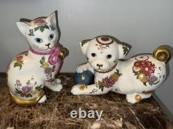 Franklin Mint The Imperial Puppy &cat Of Satsuma Porcelain Figurine Morioka