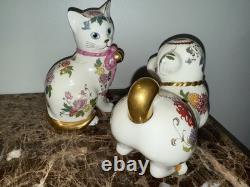 Franklin Mint The Imperial Puppy &cat Of Satsuma Porcelain Figurine Morioka