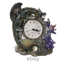 Franklin Mint The Kingdom Discordia Porcelain Clock Dragon -Wizard -Skull Ltd Ed