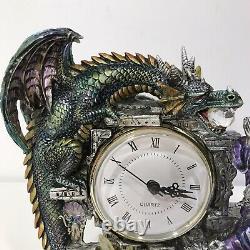 Franklin Mint The Kingdom Discordia Porcelain Clock Dragon -Wizard -Skull Ltd Ed