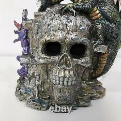 Franklin Mint The Kingdom Discordia Porcelain Clock Dragon -Wizard -Skull Ltd Ed