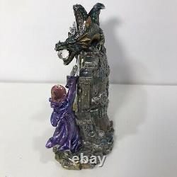 Franklin Mint The Kingdom Discordia Porcelain Clock Dragon -Wizard -Skull Ltd Ed