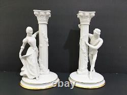 Franklin Mint The Romeo and Juliet Fine Porcelain Candlestick Holders Set of 2