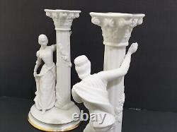Franklin Mint The Romeo and Juliet Fine Porcelain Candlestick Holders Set of 2