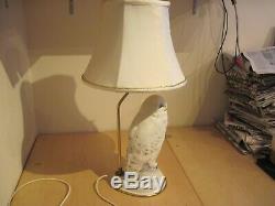 Franklin Mint The Snowy Owl porcelain table lamp with shade by Raymond Watson