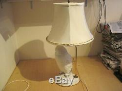 Franklin Mint The Snowy Owl porcelain table lamp with shade by Raymond Watson