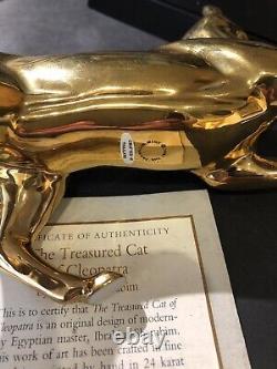 Franklin Mint The Treasured Cat of Cleopatra Figurine 24 Karat Gold Paint with COA