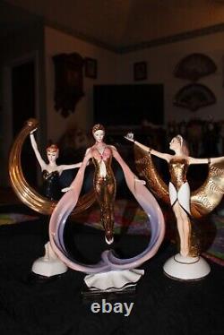 Franklin Mint Three Shiny Golden Ladies, Perfect Condition