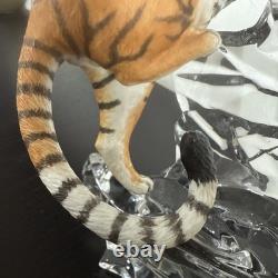 Franklin Mint Tiger Crystal & Porcelain Sculpture