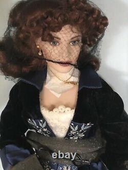 Franklin Mint Titanic Rose 18 Porcelain Doll Blue Velvet Dress Flying Scene