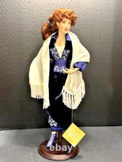 Franklin Mint Titanic Rose Blue Velvet Flying Outfit Porcelain Doll 18 with Case