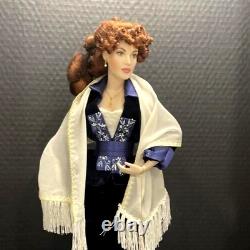 Franklin Mint Titanic Rose Blue Velvet Flying Outfit Porcelain Doll 18 with Case