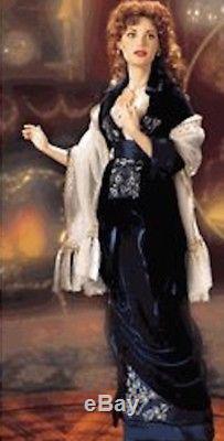 Franklin Mint Titanic Rose Flying Scene Blue Velvet Dress Porcelain Doll NIB/COA