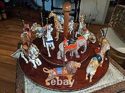 Franklin Mint Treasury Of Carousel Art 1988 Complete 12 Animals & Base Perfect