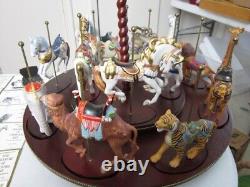 Franklin Mint Treasury Of Carousel Art 1988 Set Of 12 Animals With Display Base