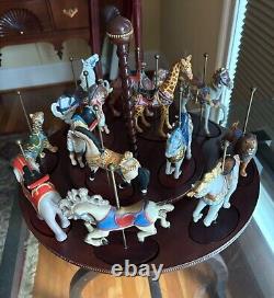 Franklin Mint Treasury Of Carousel Art 1988 Set Of 12 Animals With Display Base