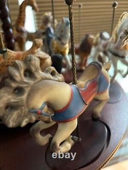 Franklin Mint Treasury Of Carousel Art 1988 Set Of 12 Animals With Display Base