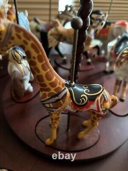 Franklin Mint Treasury Of Carousel Art 1988 Set Of 12 Animals With Display Base