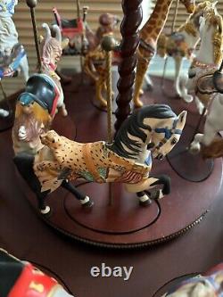 Franklin Mint Treasury Of Carousel Art 1988 Set Of 12 Animals With Display Base