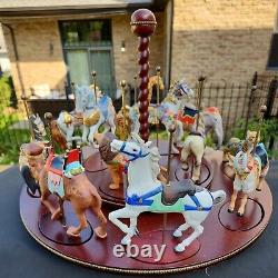 Franklin Mint Treasury Of Carousel Art 1988 Set Of 12 Animals With Wooden Displ