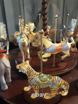 Franklin Mint Treasury Of Carousel Art 1988 Set Of 12 Animals With Wooden Displ