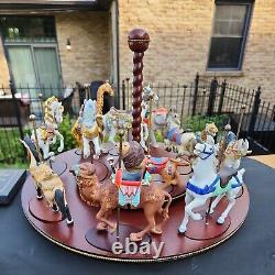 Franklin Mint Treasury Of Carousel Art 1988 Set Of 12 Animals With Wooden Displ