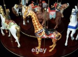 Franklin Mint Treasury Of Carousel Art 1989 Set Of 12 Animals With Wooden Displ