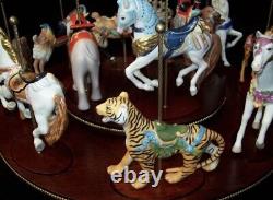 Franklin Mint Treasury Of Carousel Art 1989 Set Of 12 Animals With Wooden Displ