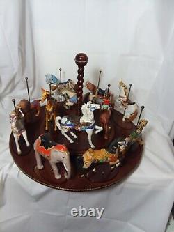 Franklin Mint Treasury Of The Carousel 12 Animals with Display Turntable