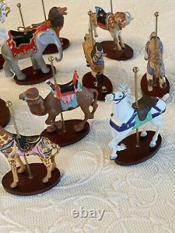 Franklin Mint Treasury of Carousel Art 1988 Set of 12 Animals -NIB without stand