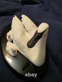 Franklin Mint Under Her Wing Swans by Ronald Van Ruyschwett w / Base