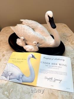 Franklin Mint Under Her Wing Trumpeter Swan Family 1989 Bisque Sculpture COA
