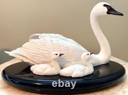 Franklin Mint Under Her Wing Trumpeter Swan Family 1989 Bisque Sculpture COA