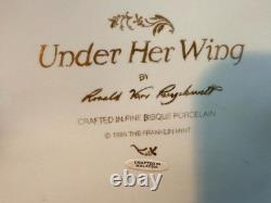 Franklin Mint Under Her Wing Trumpeter Swan Family 1989 Bisque Sculpture COA