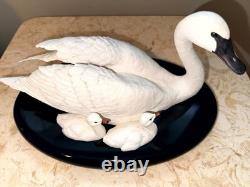 Franklin Mint Under Her Wing Trumpeter Swan Family 1989 Bisque Sculpture COA