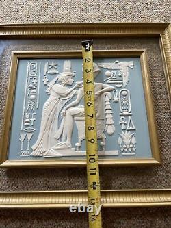 Franklin Mint Very Rare Pharaoh And His Queen Framed Parian Porcelain