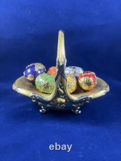 Franklin Mint Vintage Faberge Autumn Egg Basket with 6 eggs
