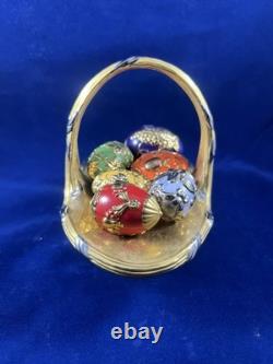 Franklin Mint Vintage Faberge Autumn Egg Basket with 6 eggs